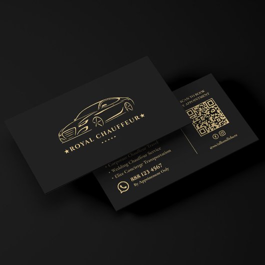 Carte De Visite Service de Chauffeur de Luxe Privé Exécutif Noir