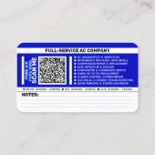 Carte De Visite Service de Climatisation Automobile | Meilleure Ré (Dos)