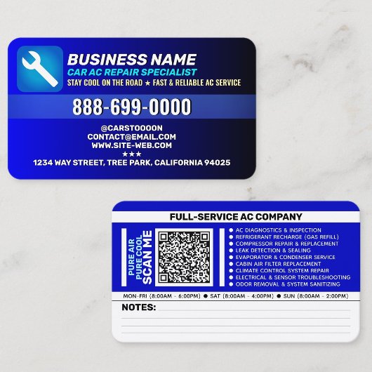 Carte De Visite Service de Climatisation Automobile | Meilleure Ré