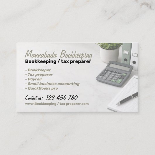Carte De Visite Service de comptabilité et de préparation de décla (Devant)