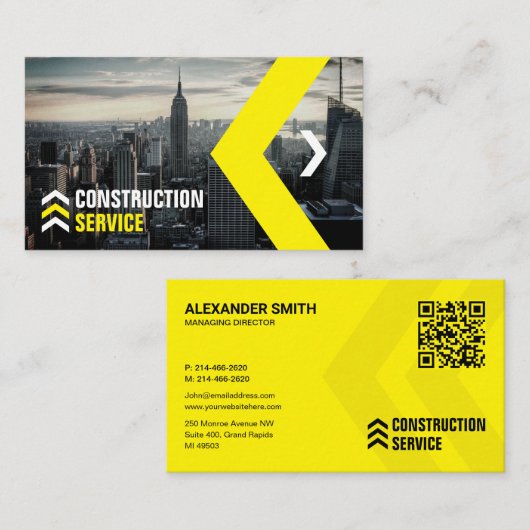Carte De Visite Service de construction, Immeuble, Réalisateur (Devant / Derrière)