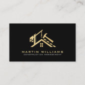 Carte De Visite Service de construction moderne Gold & Black Build (Devant)