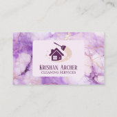 Carte De Visite Service de femme de ménage en marbre rose violet (Dos)