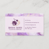 Carte De Visite Service de femme de ménage en marbre rose violet (Devant)