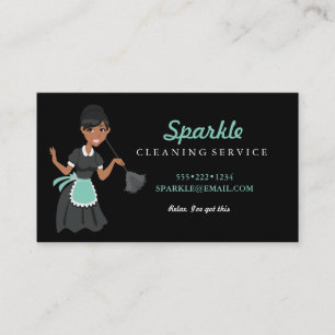 Carte De Visite Service de femme de ménage personnage plumeau Busi