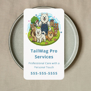 Carte De Visite Service de garde d'animaux mignons, Promeneur de c