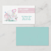 Carte De Visite Service de garde d'enfants Elephants aquarelles (Devant / Derrière)