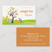 Carte De Visite Service de garde d'enfants mignonne Safari animal (Devant / Derrière)