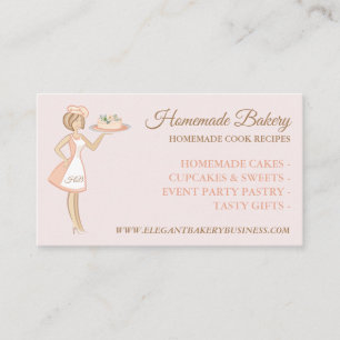 Carte De Visite Service de gâteau de femme de boulangerie rose mod