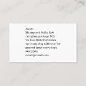 Carte De Visite Service De Grooming De Chien Minuscule (Dos)