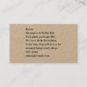 Carte De Visite Service De Grooming De Chien Minuscule (Dos)