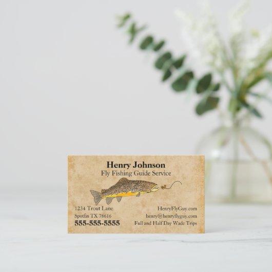 Carte De Visite Service de guide de pêche aérienne (Debout devant)