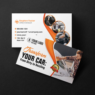 Carte De Visite Service de lavage et de cirage de voiture orange p