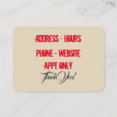 Carte De Visite Service de limousine du rouge sale (Dos)