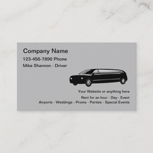 Carte De Visite Service De Location De Limo Et De Chauffeur (Devant)