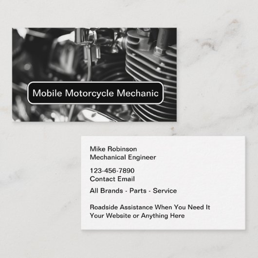 Carte De Visite Service de mécanicien mobile pour motos (Devant / Derrière)