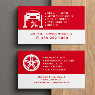 Carte De Visite Service de mécanicien mobile professionnel de répa