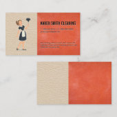 Carte De Visite Service de ménage | Arrière - plan en cuir (Devant / Derrière)