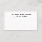 Carte De Visite Service de ménage de la maison (Dos)