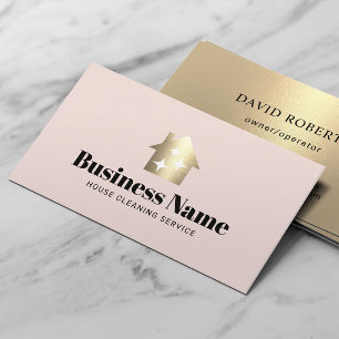 Carte De Visite Service de ménage de la maison d'or moderne rose p