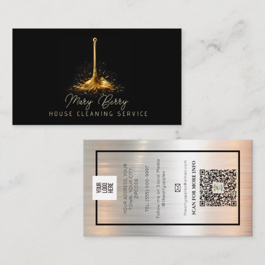 Carte De Visite Service de ménage de la maison - Logo de la serrur (Devant / Derrière)