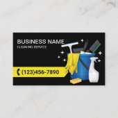 Carte De Visite Service de ménage de la maison noir et jaune (Devant)