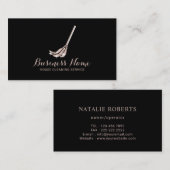 Carte De Visite Service de ménage de la maison Rose Gold Mop Logo  (Devant / Derrière)