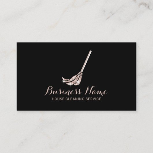 Carte De Visite Service de ménage de la maison Rose Gold Mop Logo  (Devant)