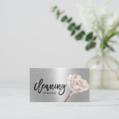 Carte De Visite Service de ménage de la maison Rose Gold & Silver (Debout devant)