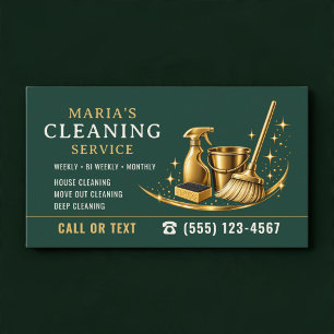 Carte de visite Service de Ménage Étincelle Or Ver