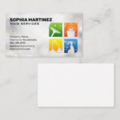 Carte De Visite Service de ménage | Icônes de nettoyage | Bulles é (Devant / Derrière)