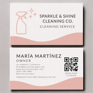 Carte De Visite Service de Ménage Minimaliste Code QR