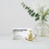 Carte De Visite Service de ménage | Mop et Broom | Bouteille Spray (Debout devant)