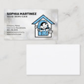 Carte De Visite Service de ménage | Mop et Broom | Bulles de savon (Devant / Derrière)