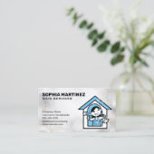 Carte De Visite Service de ménage | Mop et Broom | Bulles de savon (Debout devant)