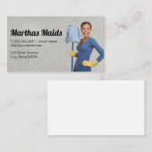 Carte De Visite Service de ménage | Nettoyage Lady Holding Mop (Devant / Derrière)