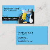 Carte De Visite Service de ménage professionnel de ménage bleu (Devant / Derrière)