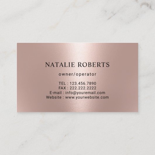Carte De Visite Service de ménage Rose Gold ménage nettoyage (Dos)