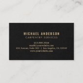 Carte De Visite Service de menuiserie moderne Gold & Black et Hand (Dos)