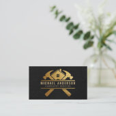 Carte De Visite Service de menuiserie moderne Gold & Black et Hand (Debout devant)