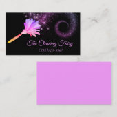 Carte De Visite Service de nettoyage à double plumes violet (Devant / Derrière)