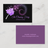 Carte De Visite Service de nettoyage à double plumes violet (Devant / Derrière)