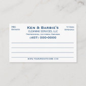 Carte De Visite Service de nettoyage administratif professionnel (Dos)
