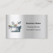 Carte De Visite Service de nettoyage argent code QR médias sociaux (Devant)