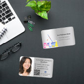 Carte De Visite Service de nettoyage argent QR code photo
