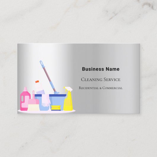 Carte De Visite Service de nettoyage argent QR code photo (Devant)