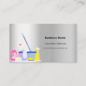 Carte De Visite Service de nettoyage argent QR code photo premium (Devant)