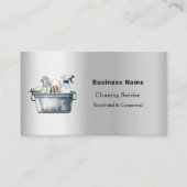 Carte De Visite Service de nettoyage argent QR prime des médias so (Devant)