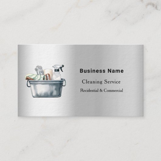 Carte De Visite Service de nettoyage argent QR prime des médias so (Devant)