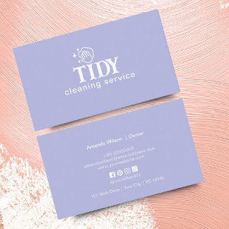 Carte De Visite Service de nettoyage bleu clair minimaliste person